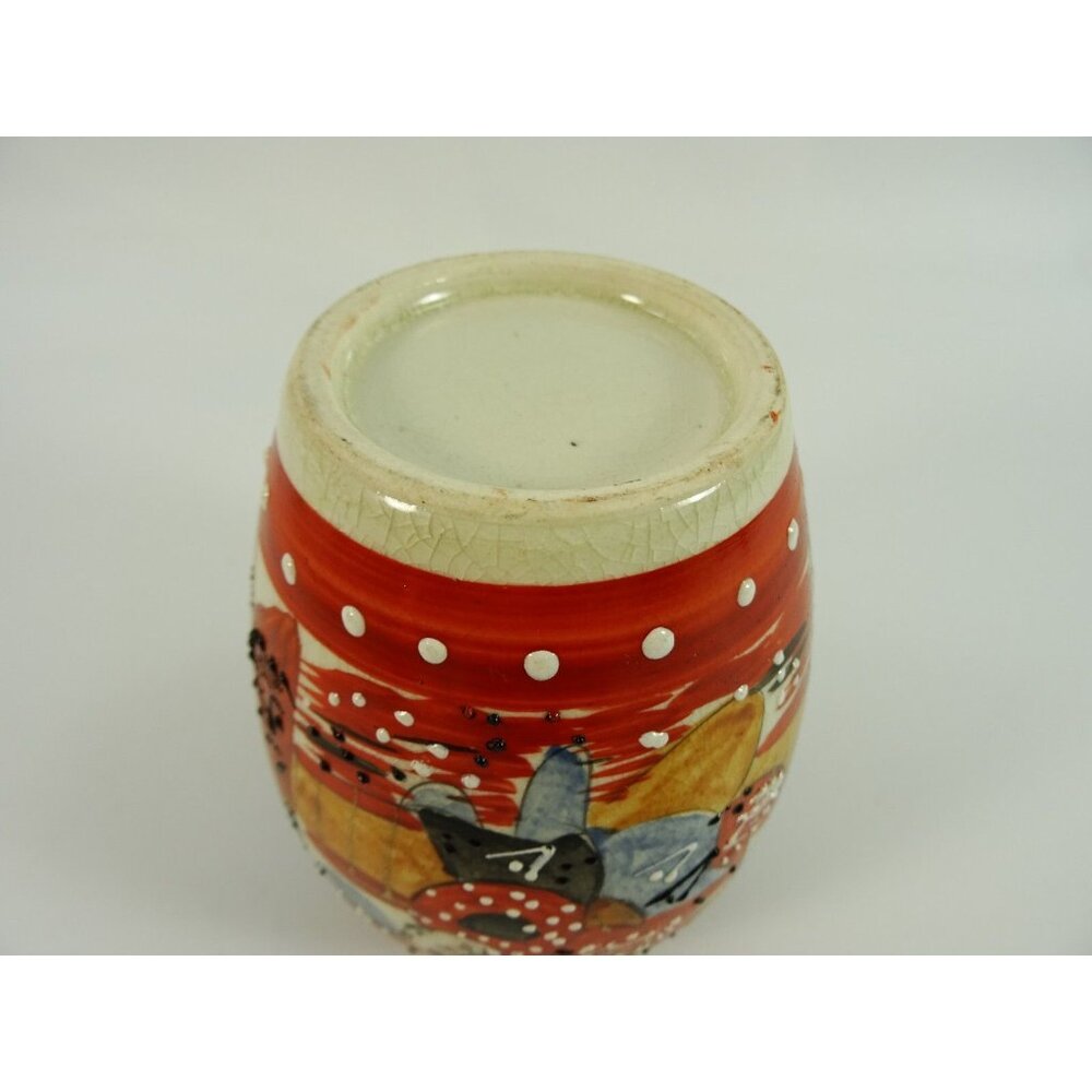 Vintage Satsuma-Style Art Vase Pottery Moriage Japanese Warrior Samurai Crazing - Picture 13 of 14